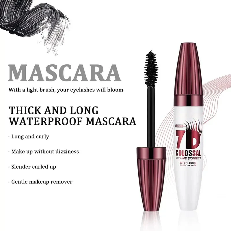 7D Waterproof Mascara - 24H Long Lasting Volume & Curl, Smudge-Proof Lift for Natural False Lash Look - Image 6