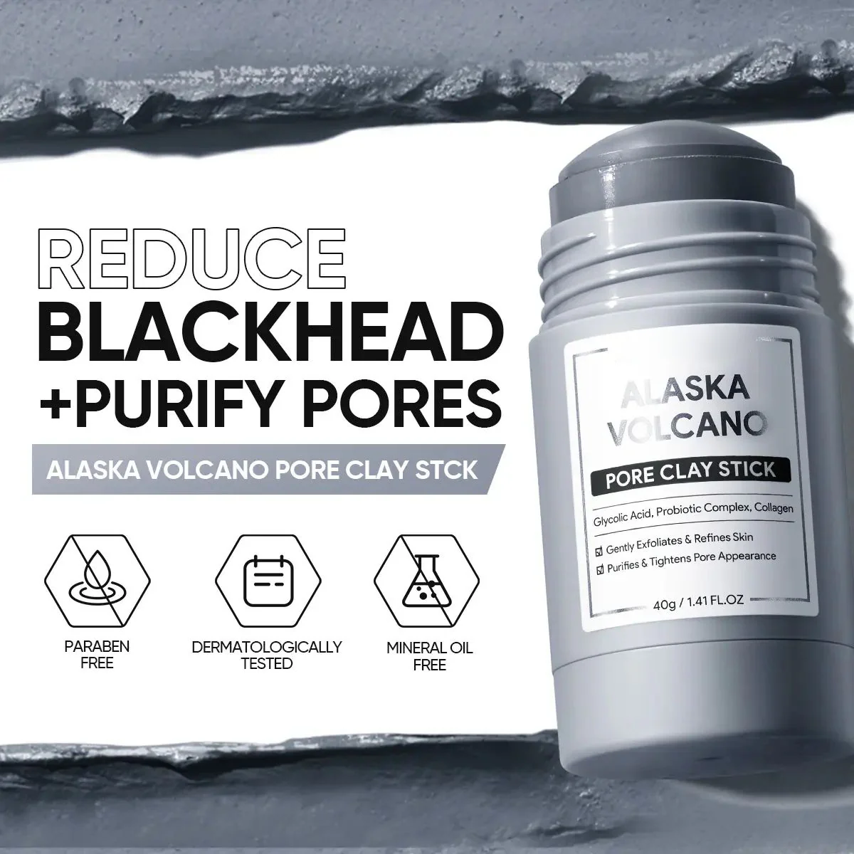 Alaska Volcano Pore Clay Stick Cleansing Blackhead Remover Face Mask Stick - Image 4