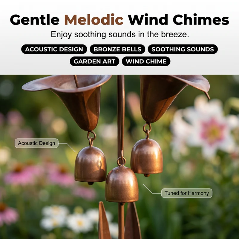 Calla Lily Garden Stake with Bell Chimes🌷🐦 - Image 5