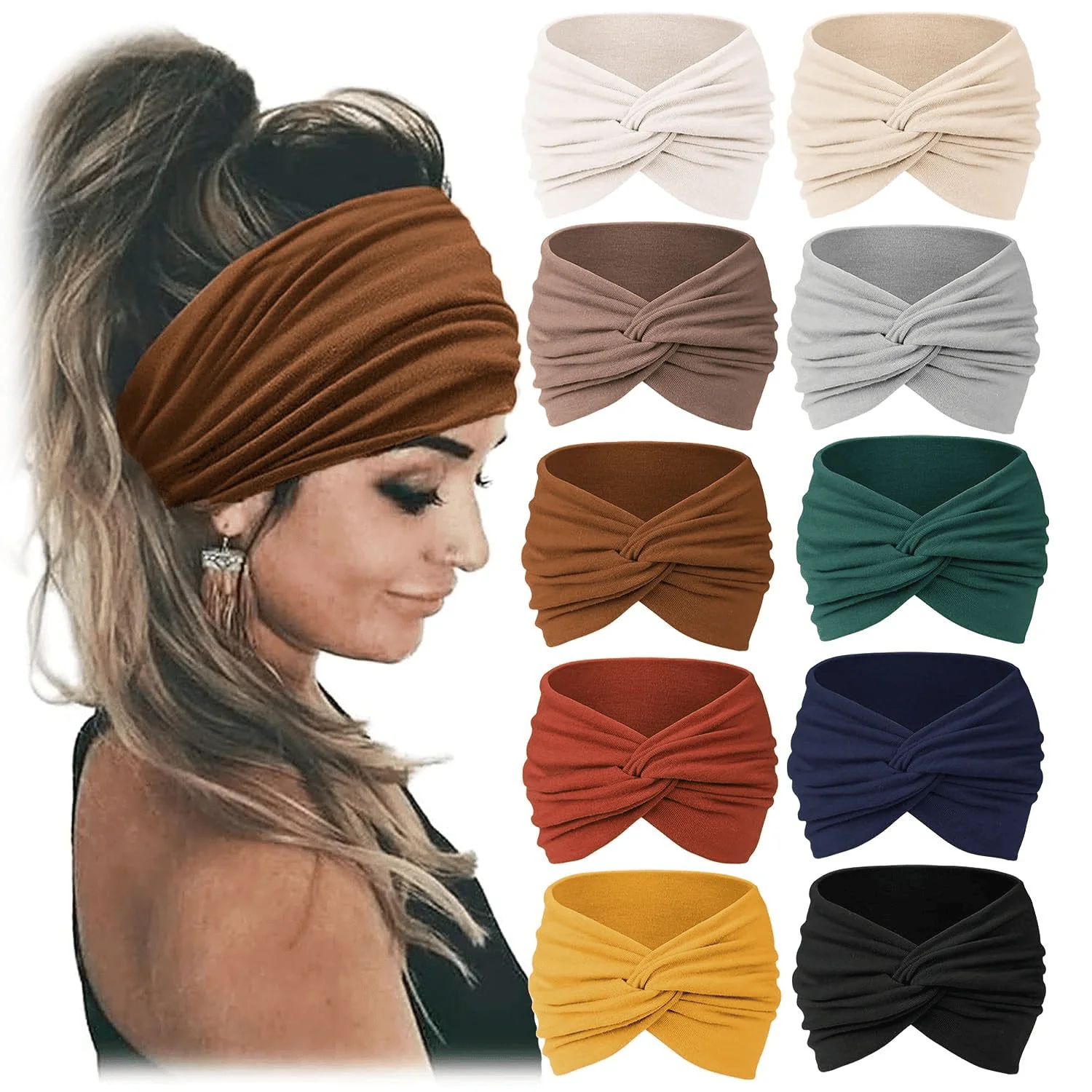 🔥🔥10 Pack Wide Knotted Turban Headbands for Women - Image 11