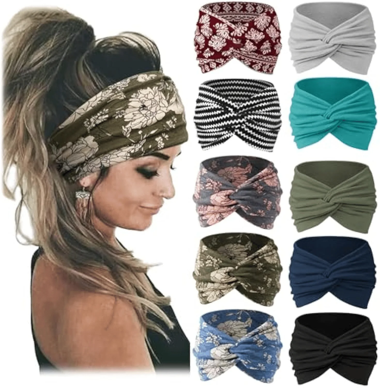 🔥🔥10 Pack Wide Knotted Turban Headbands for Women - Image 12