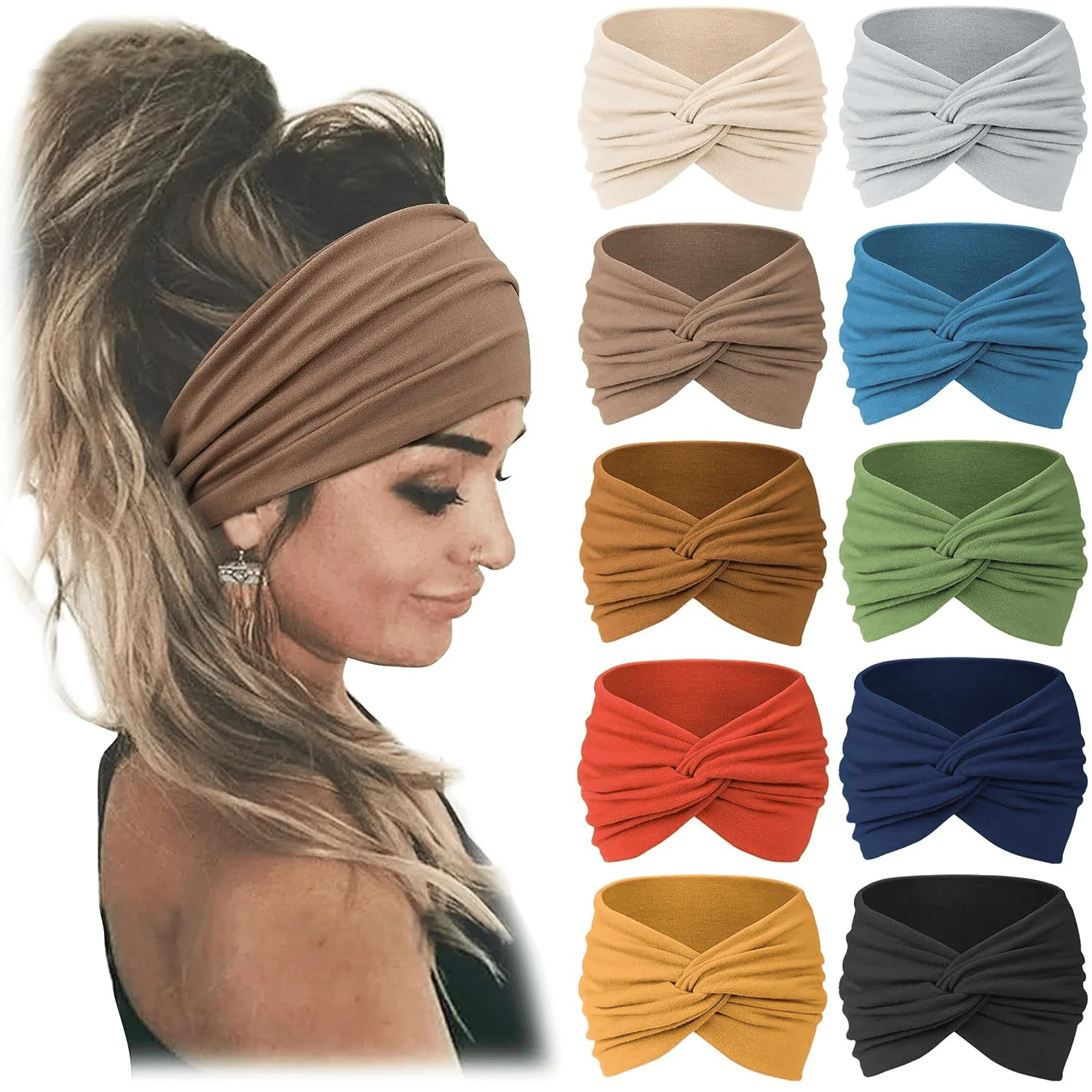 🔥🔥10 Pack Wide Knotted Turban Headbands for Women - Image 7
