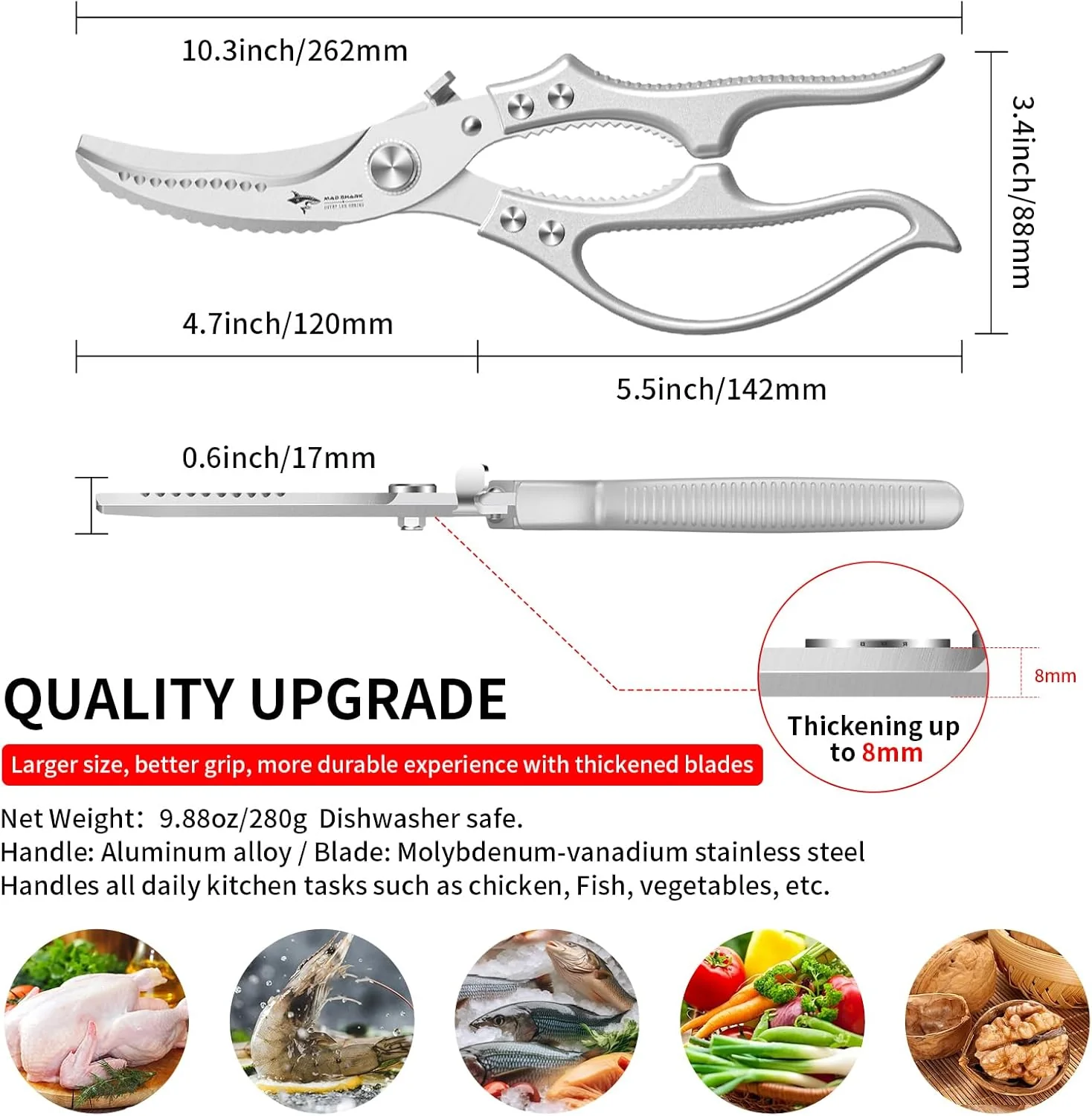 ✂️ Heavy-Duty Multifunction Kitchen Shears – 4-in-1 Tool with Fish Scaler, Bottle Opener & Safety Lock 🔪 - Image 2