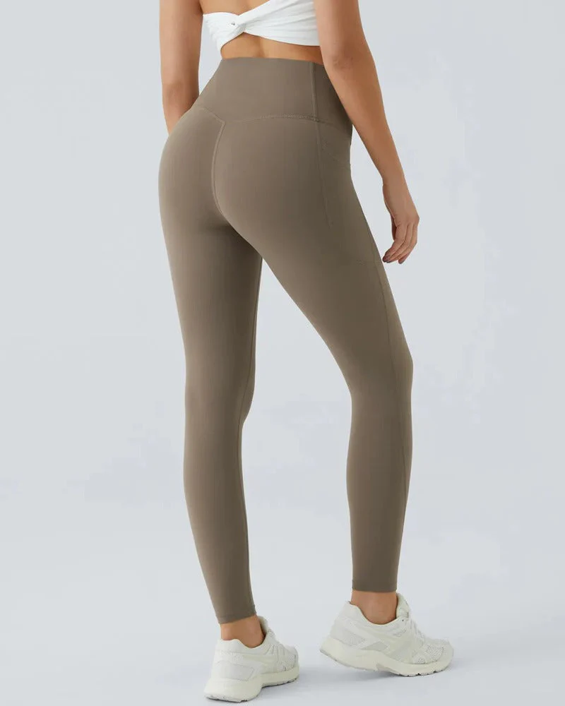 High Waisted Tummy Control Side Pocket Shaping Training Leggings - Image 14