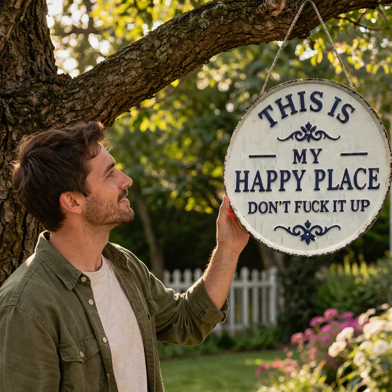 Welcome to My Happy Place—Please Don't Mess It Up (Retro Metal Style Decorative Door Sign) - Image 7