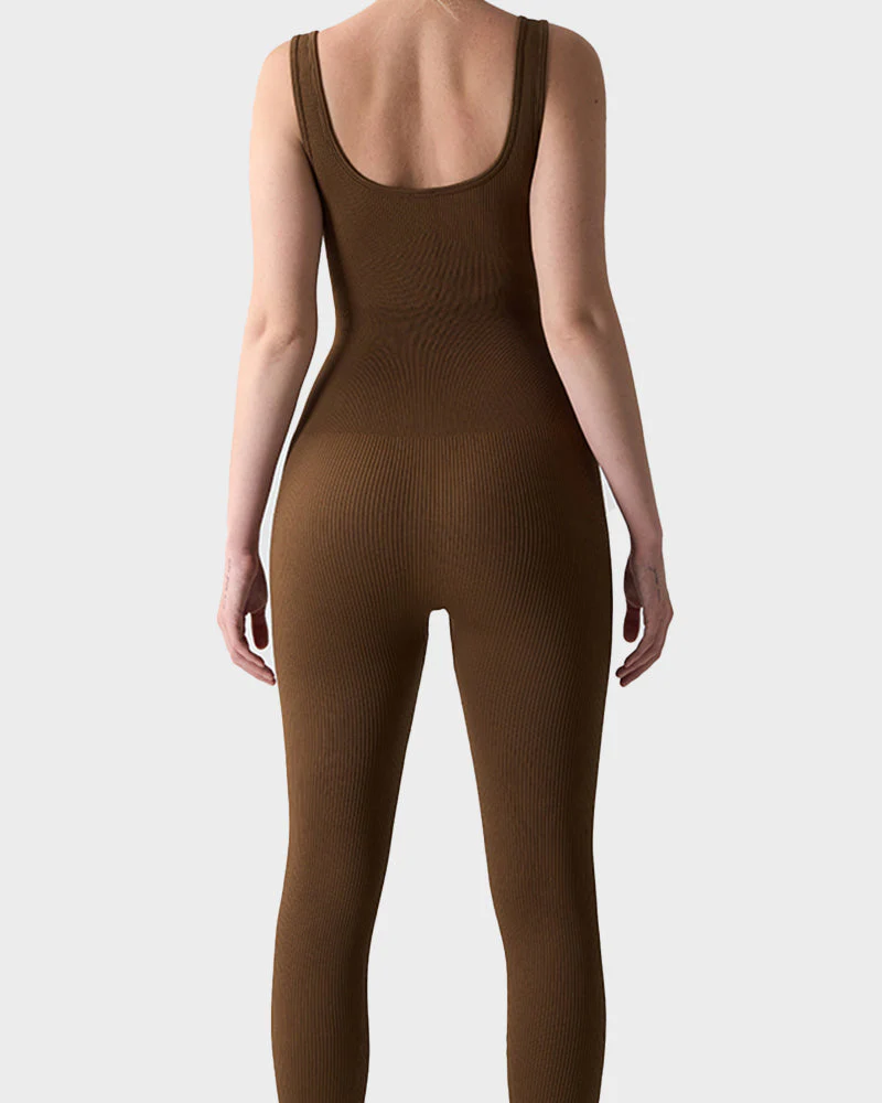Seamless Square Neck Sculpting Sport Jumpsuit - Image 4