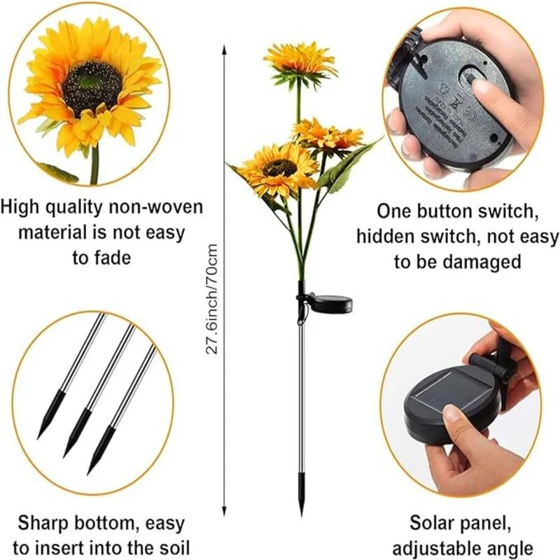 Solar LED Sunflower Garden Lights-29.6inch/74cm - Image 9