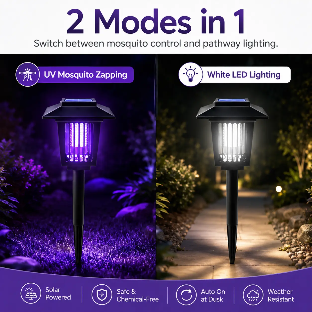 Solar Mosquito Zapper Light – Outdoor Garden Stake Lamp - Image 2
