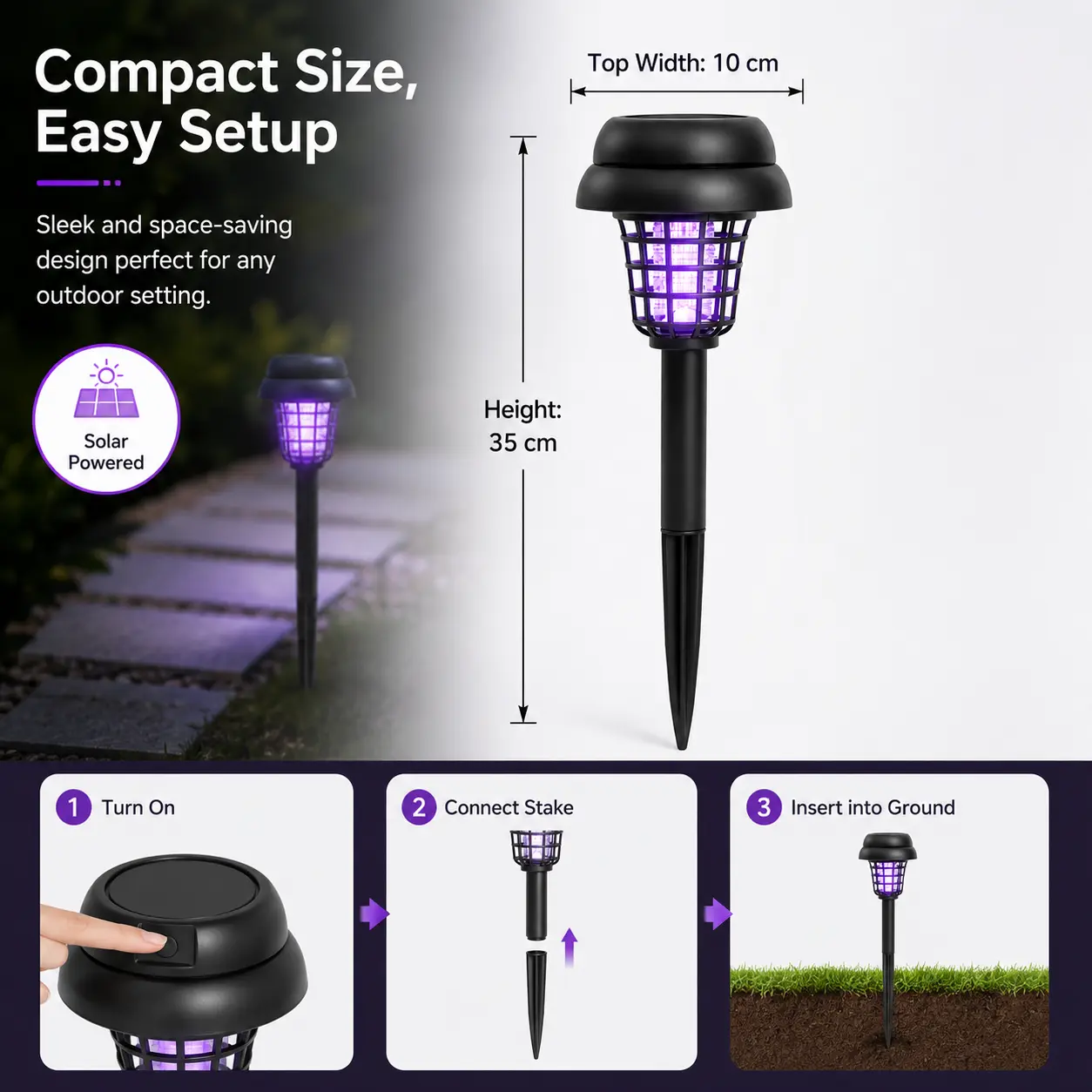 Solar Mosquito Zapper Light – Outdoor Garden Stake Lamp - Image 6