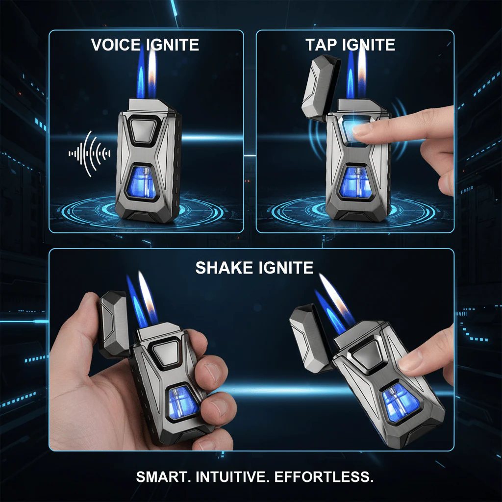 Voice-Activated Dual Flame Lighter – Windproof & Rechargeable - Image 8